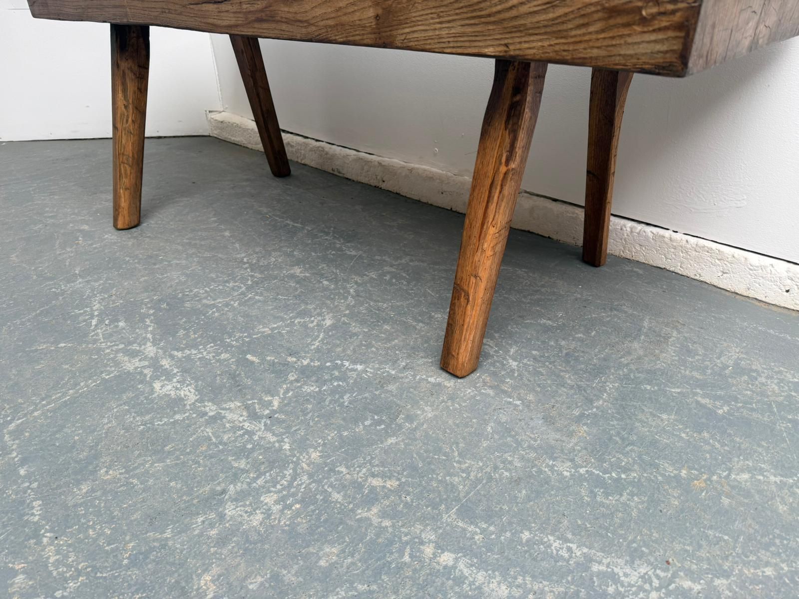 A Narrow Hungarian Antique Oak/Hardwood Pig Bench 140cm photo for sale