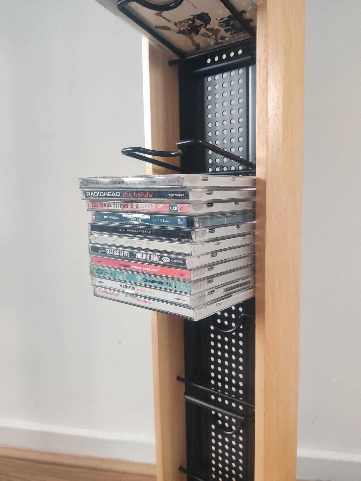 Vintage Metal And Beech Wood Cd Tower, Free Standing Can Hold 80 Cds 1990s Y2k Vintage. photo buy