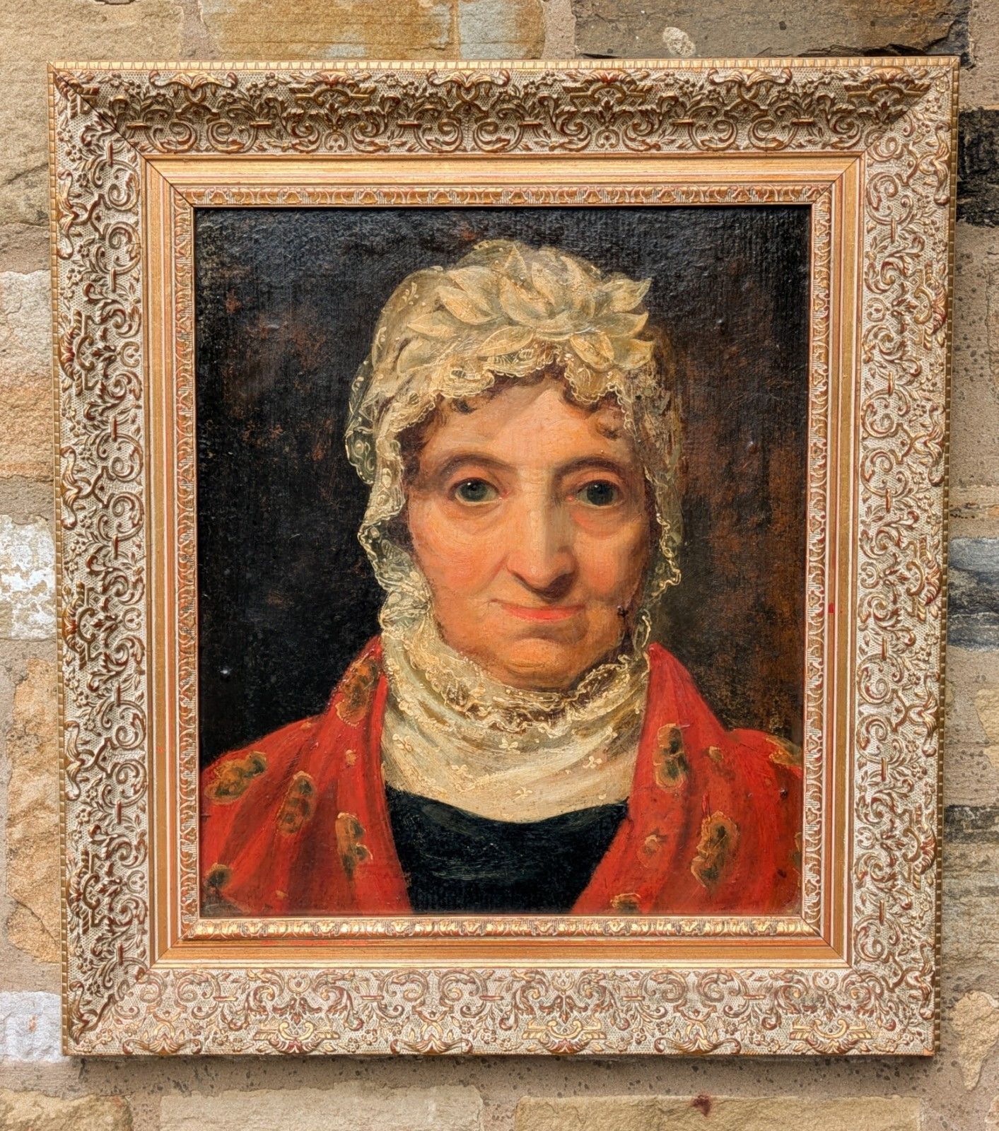 Oil Portrait Irish Lady In Lace Cap Circle Of Erskine Nichols