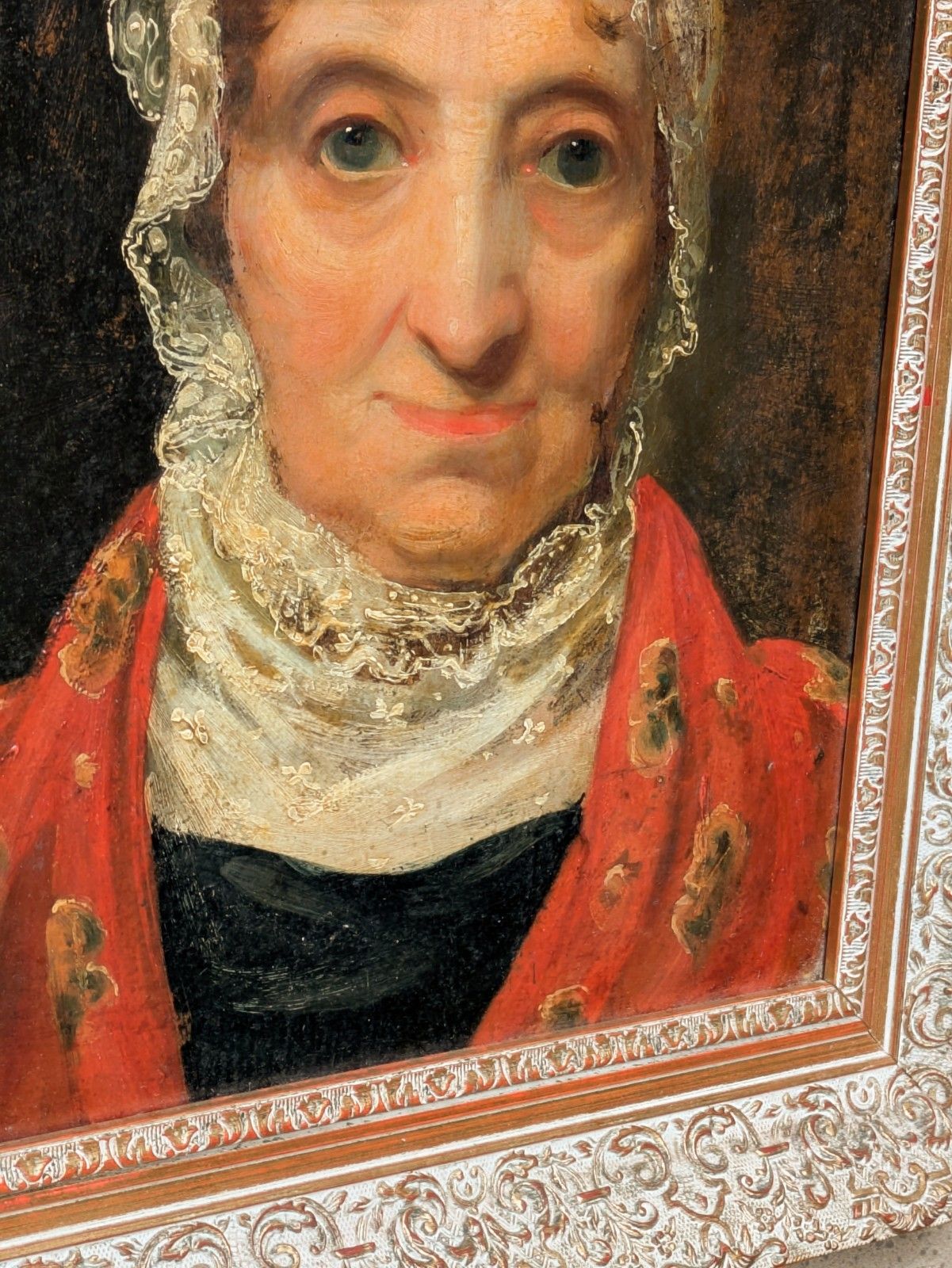 Oil Portrait Irish Lady In Lace Cap Circle Of Erskine Nichols photo vinterior