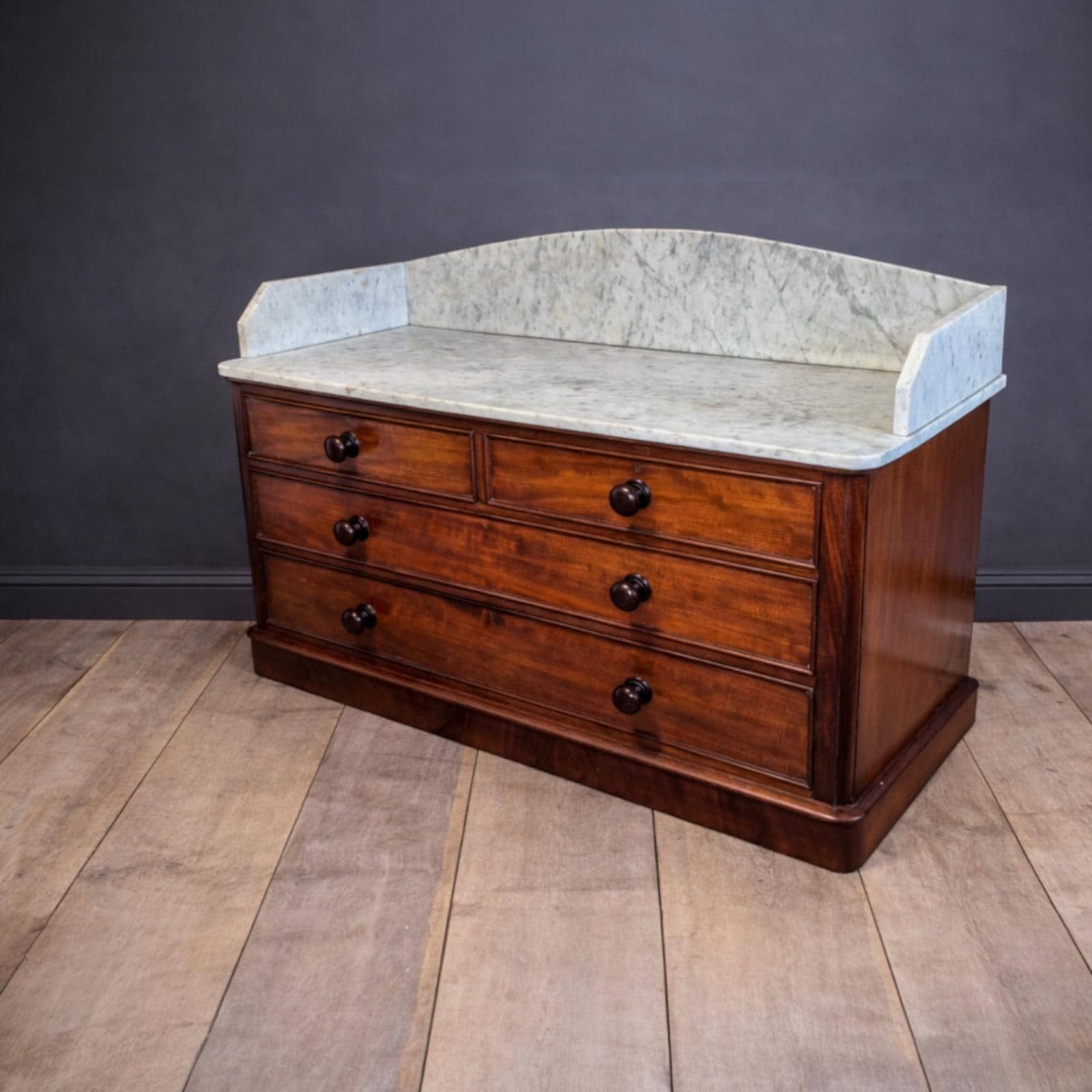 Antique Victorian Marble Top Sideboard Mahogany Chest Kitchen Unit photo for sale