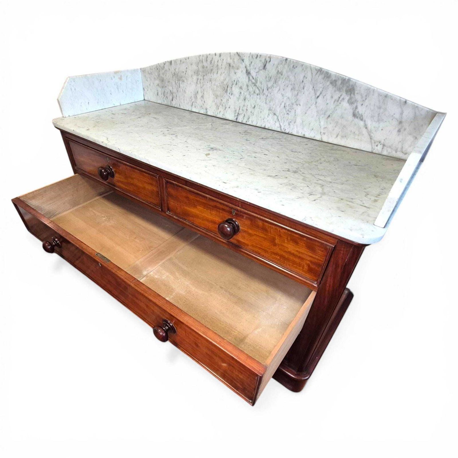 Antique Victorian Marble Top Sideboard Mahogany Chest Kitchen Unit photo buy