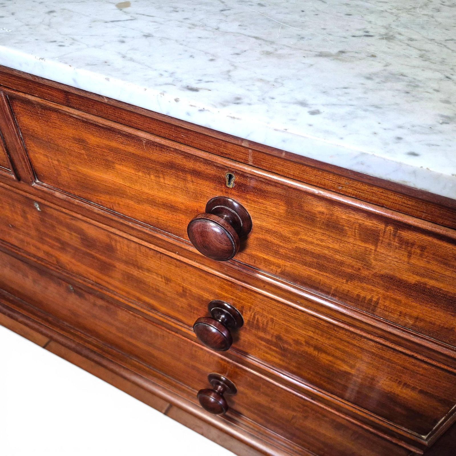 photo vinterior Antique Victorian Marble Top Sideboard Mahogany Chest Kitchen Unit