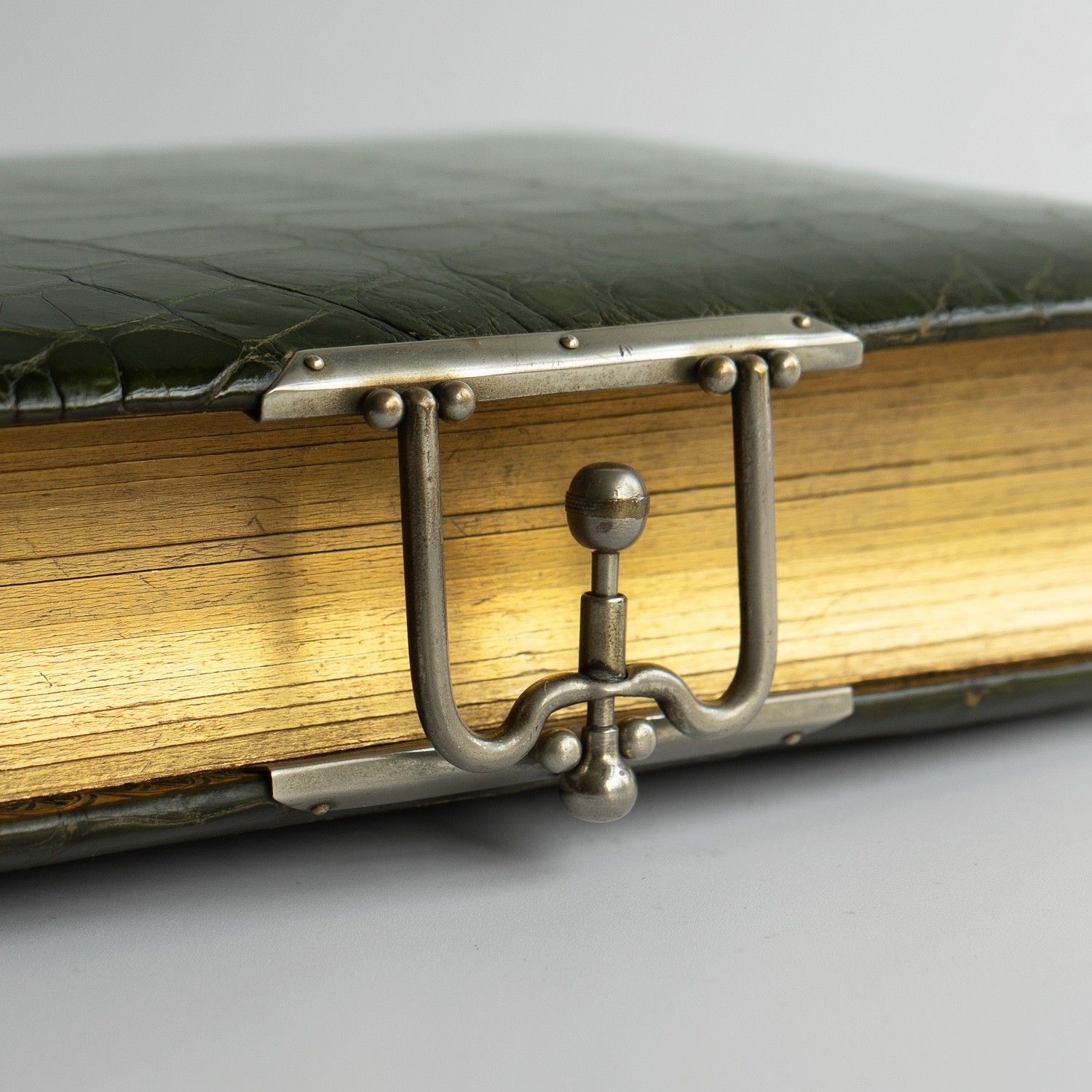 Antique Victorian Green Crocodile Skin Leather Photograph Album And Contents photo Home Decor
