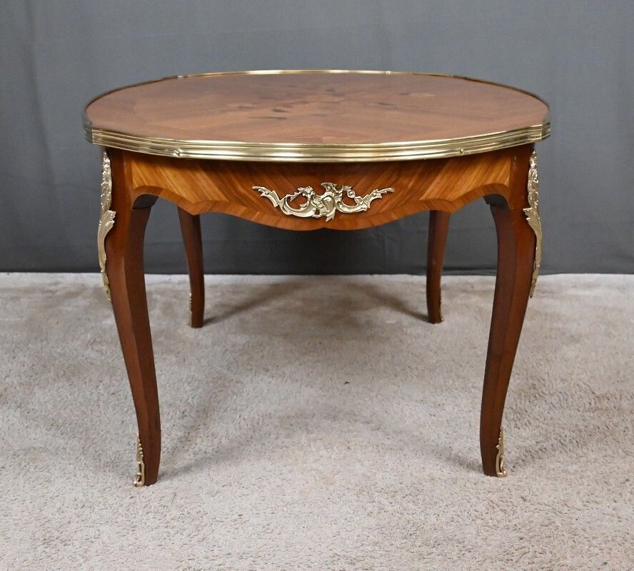1850.0 Louis XV Style Marquetry Coffee Table – Mid 20th Century photo