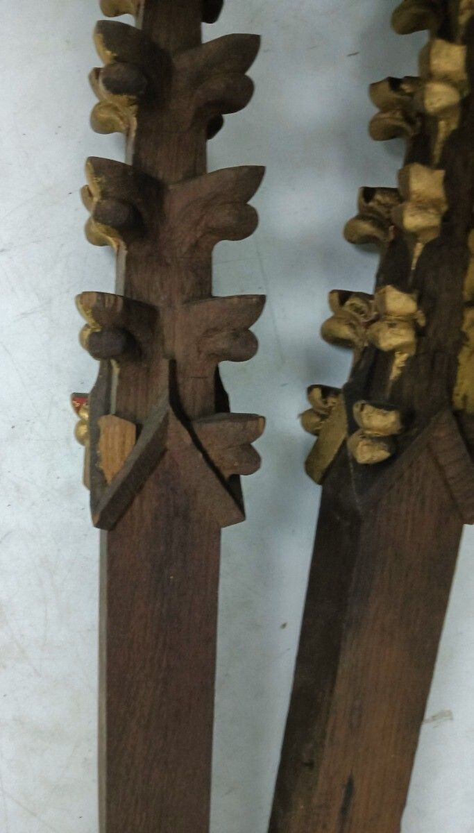 Neo Gothic 2 Reclaimed Carved Wood Large Spindles Balusters Trim Posts Pillar photo 718.0