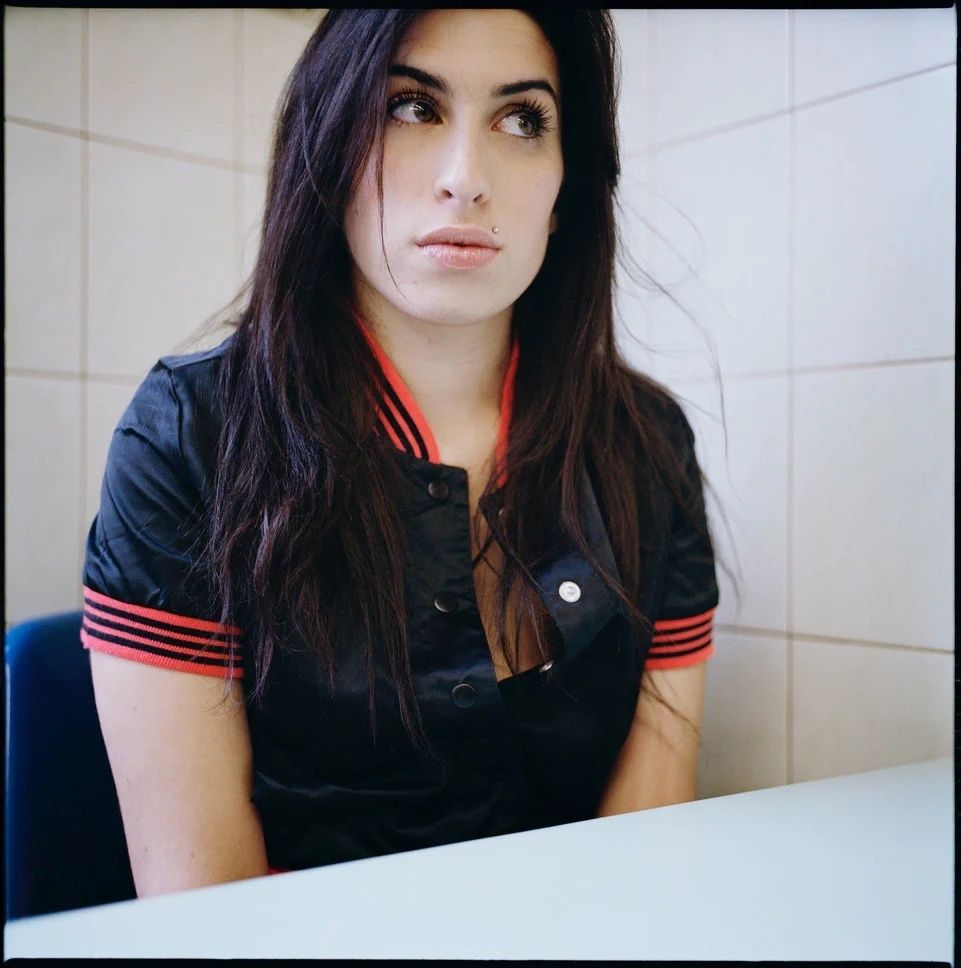 Jake Chessum 'Amy Winehouse Kentish Town Close Up' Signed Limited Edition Print Framed In Black photo furniture