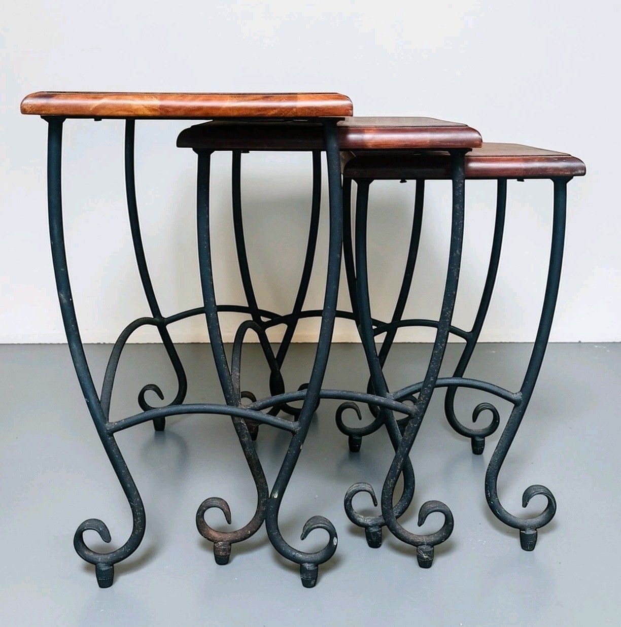 photo for sale Vintage Habitat Teak And Iron Nest Of Tables Retro C1960s Very Decorative