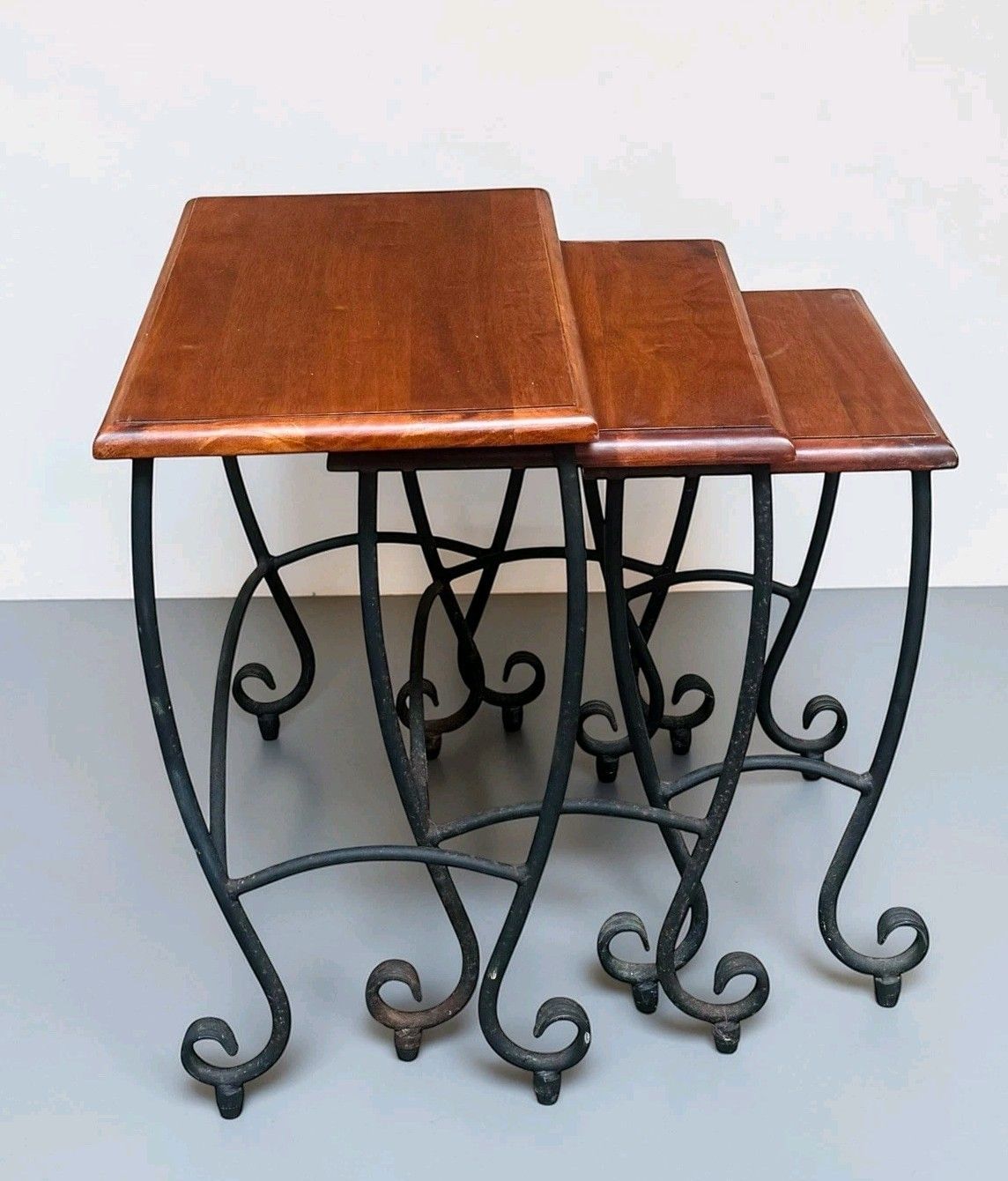 145.0 Vintage Habitat Teak And Iron Nest Of Tables Retro C1960s Very Decorative photo