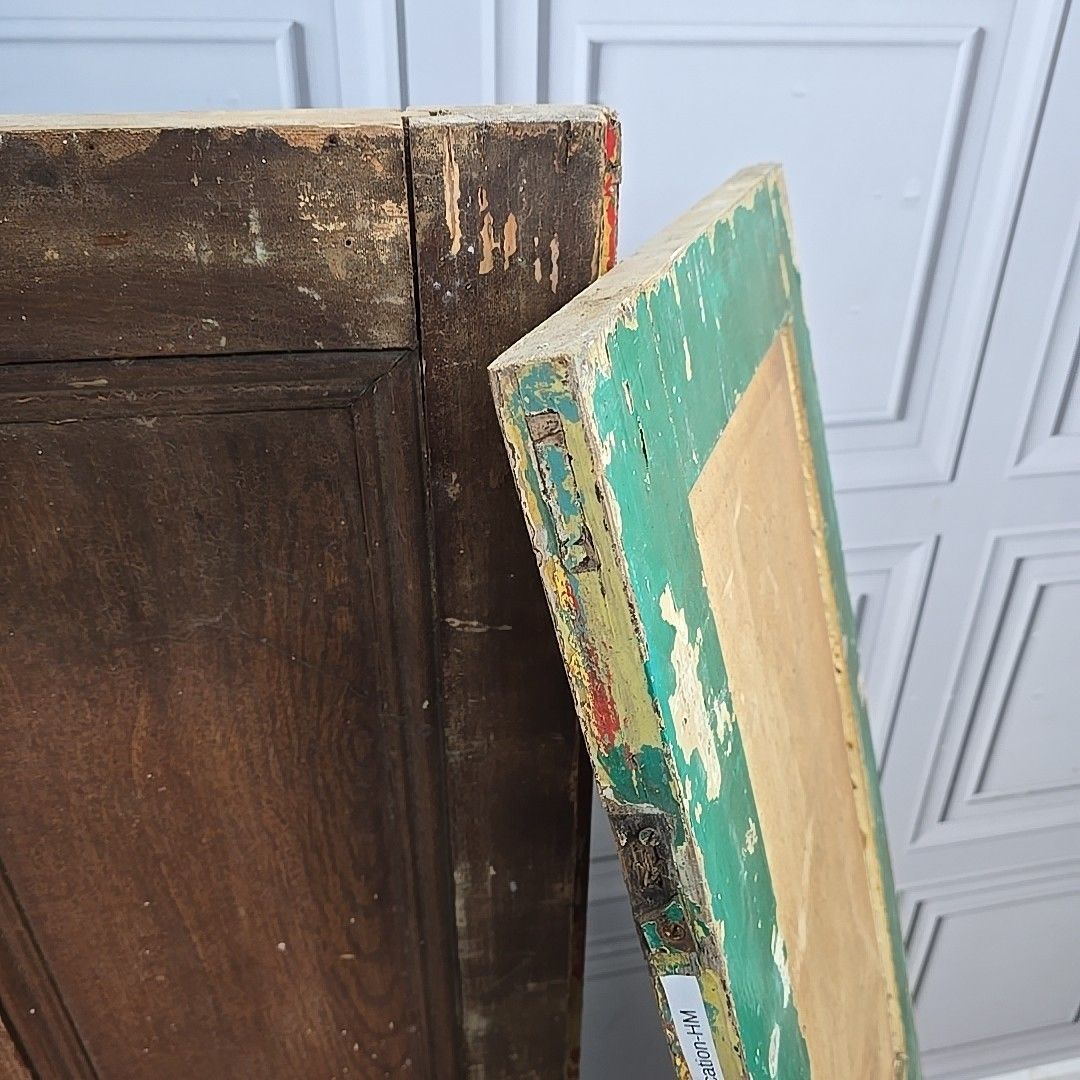 photo vinterior Antique Pair Wooden Doors Window Shutters Painted Rustic Panels Vintage Wood