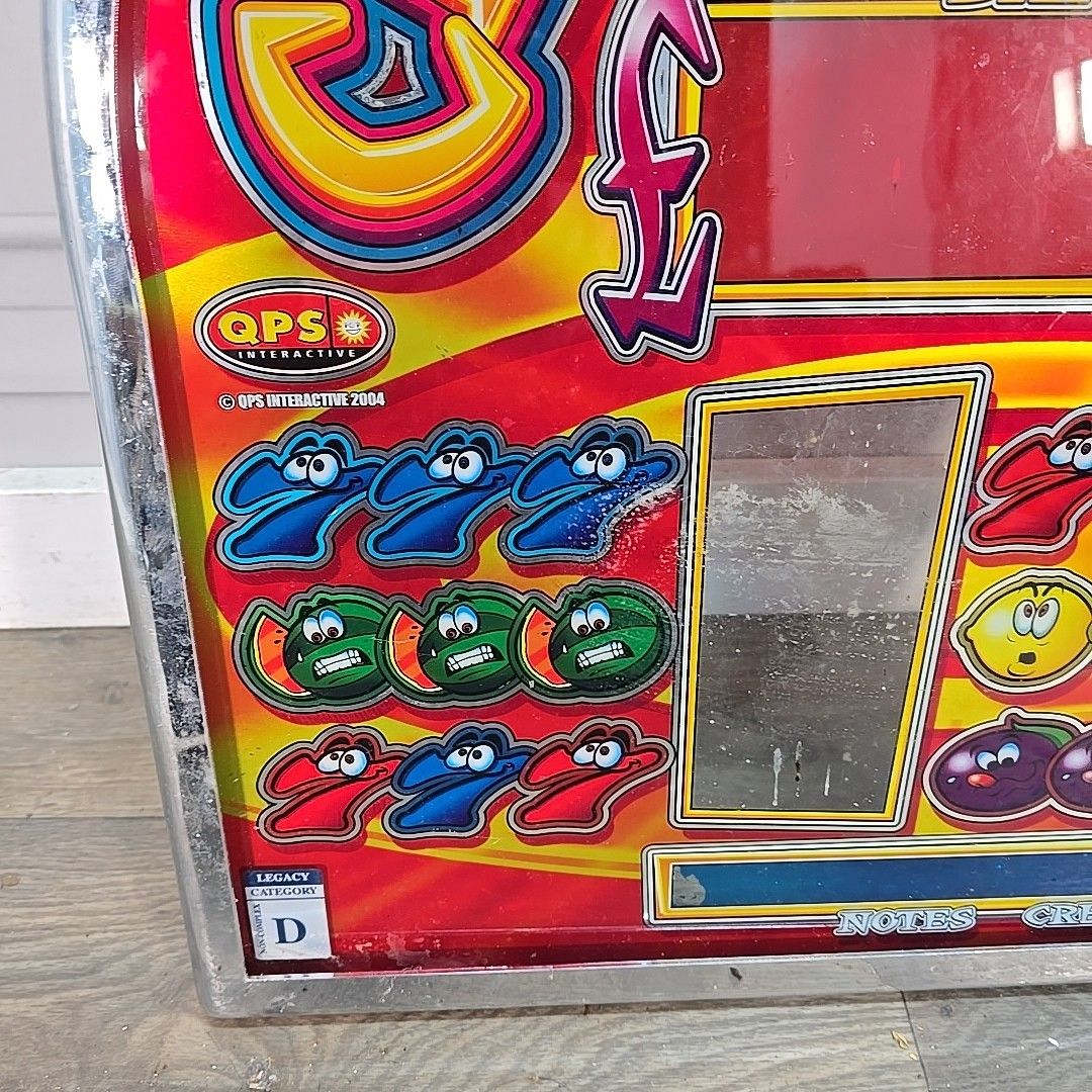 Retro Arcade Front Glass Crazy Reels Slot Machine Panel Display Sign Upcycle photo vinterior