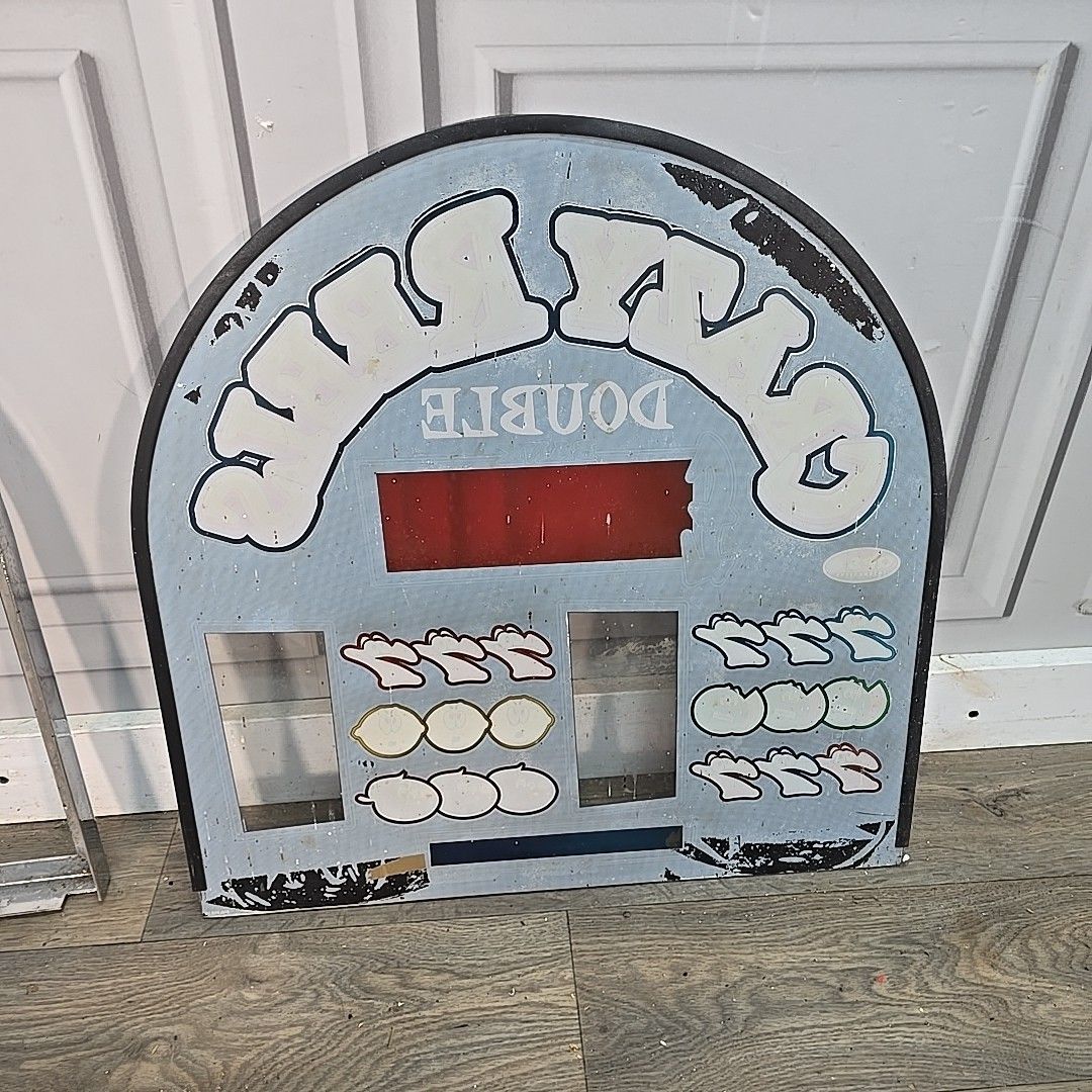 70.0 Retro Arcade Front Glass Crazy Reels Slot Machine Panel Display Sign Upcycle photo