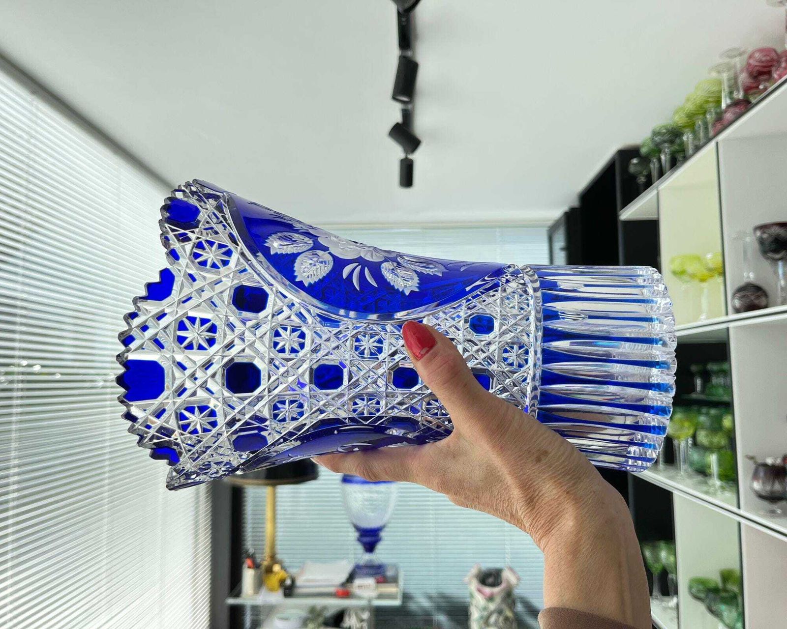 Meissen Vaas | Geslepen Kristal | Kobaltblauw photo vinterior