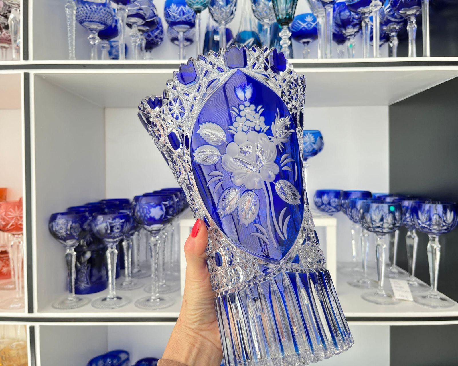 Meissen Vaas | Geslepen Kristal | Kobaltblauw photo buy