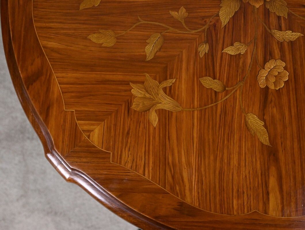 Louis XV Style Marquetry Coffee Table – Mid 20th Century photo vintage
