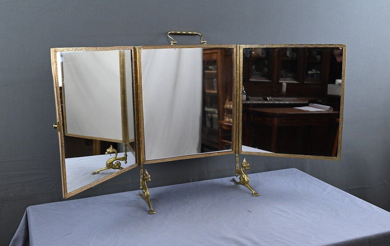 photo for sale Rare Bronze Triptych Mirror – 1900