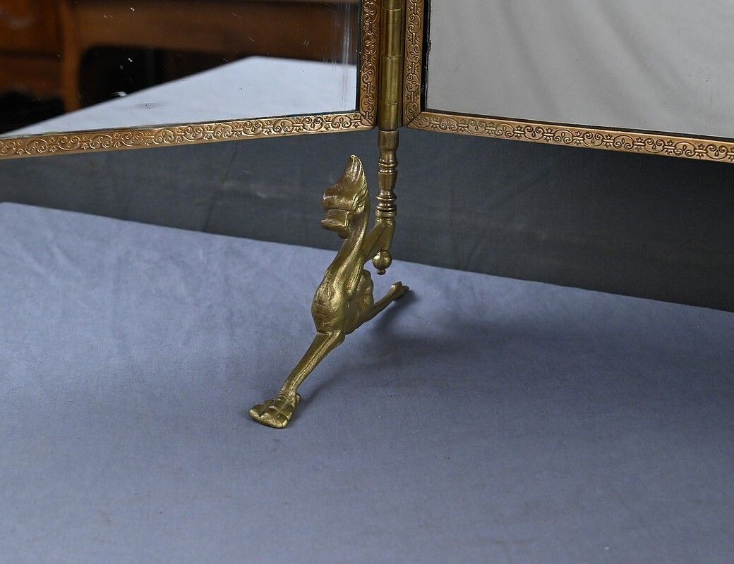 photo vinterior Rare Bronze Triptych Mirror – 1900