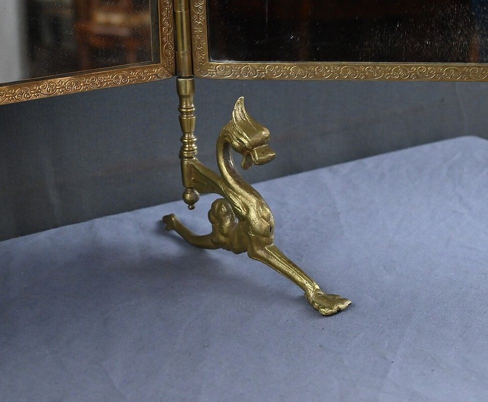 photo buy Rare Bronze Triptych Mirror – 1900