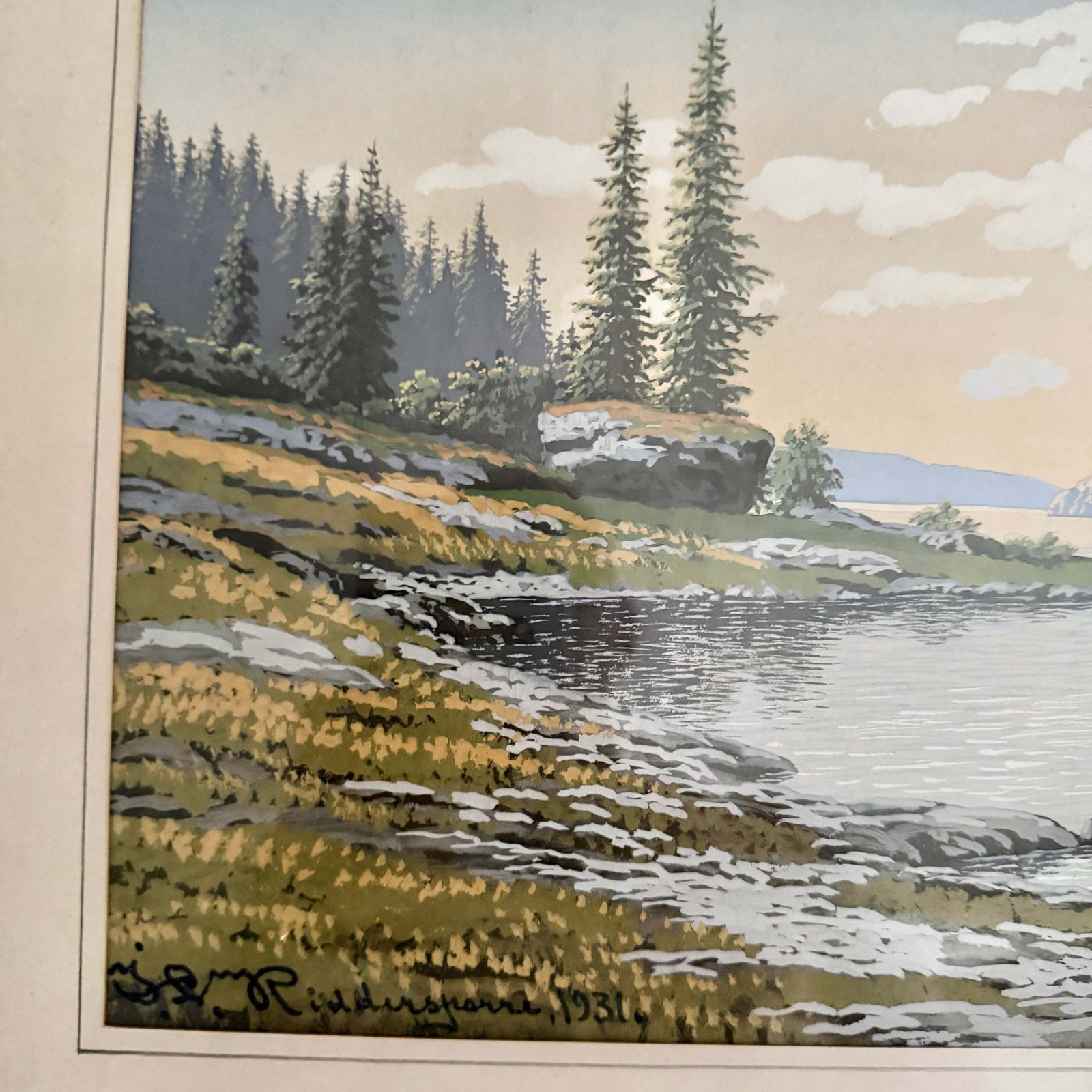 The Calm Of 1931. Vintage Swedish Painting By Johan Lorens Riddersparre. photo for sale