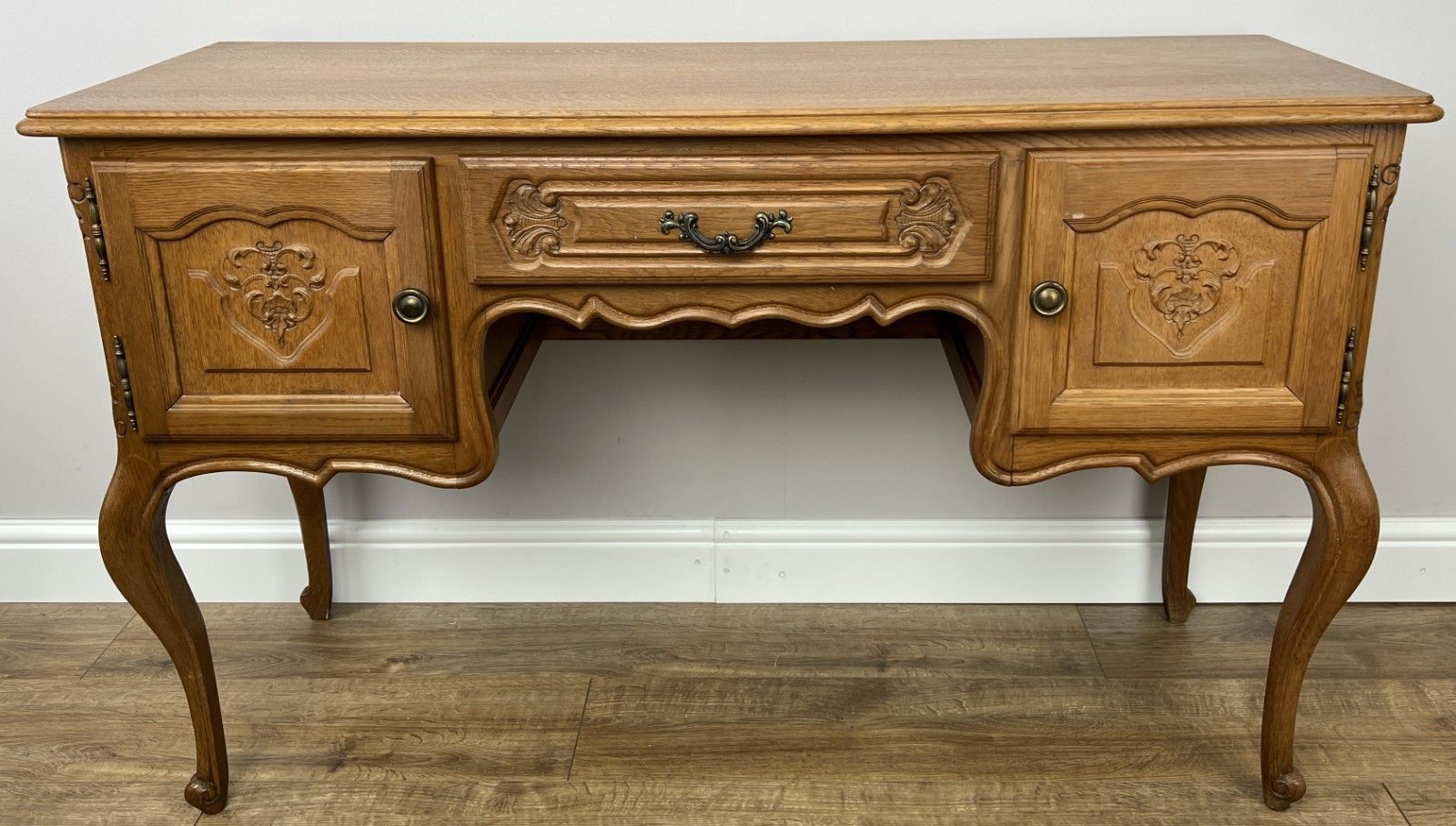 Cabinet Vintage French Louis XVI Style Carved Desk Oak Sideboard Lot 4925