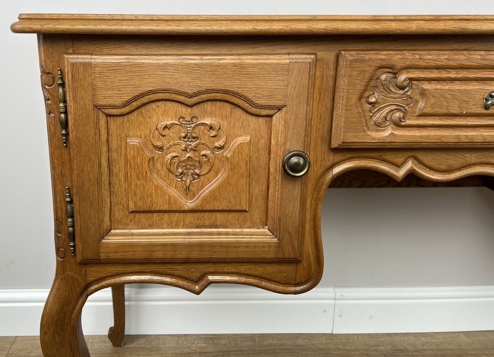 Cabinet Vintage French Louis XVI Style Carved Desk Oak Sideboard Lot 4925 photo for sale