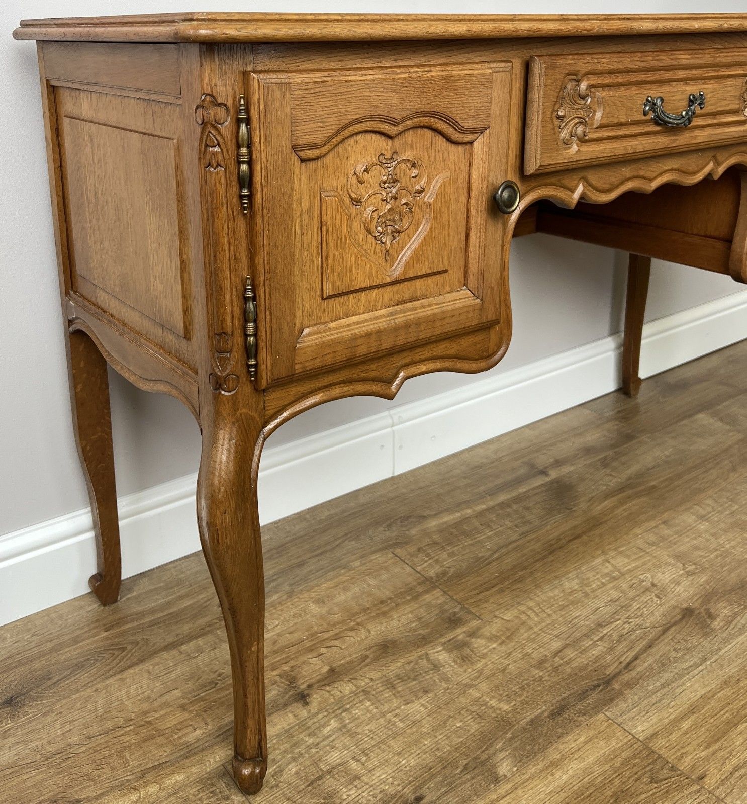 Cabinet Vintage French Louis XVI Style Carved Desk Oak Sideboard Lot 4925 photo vinterior