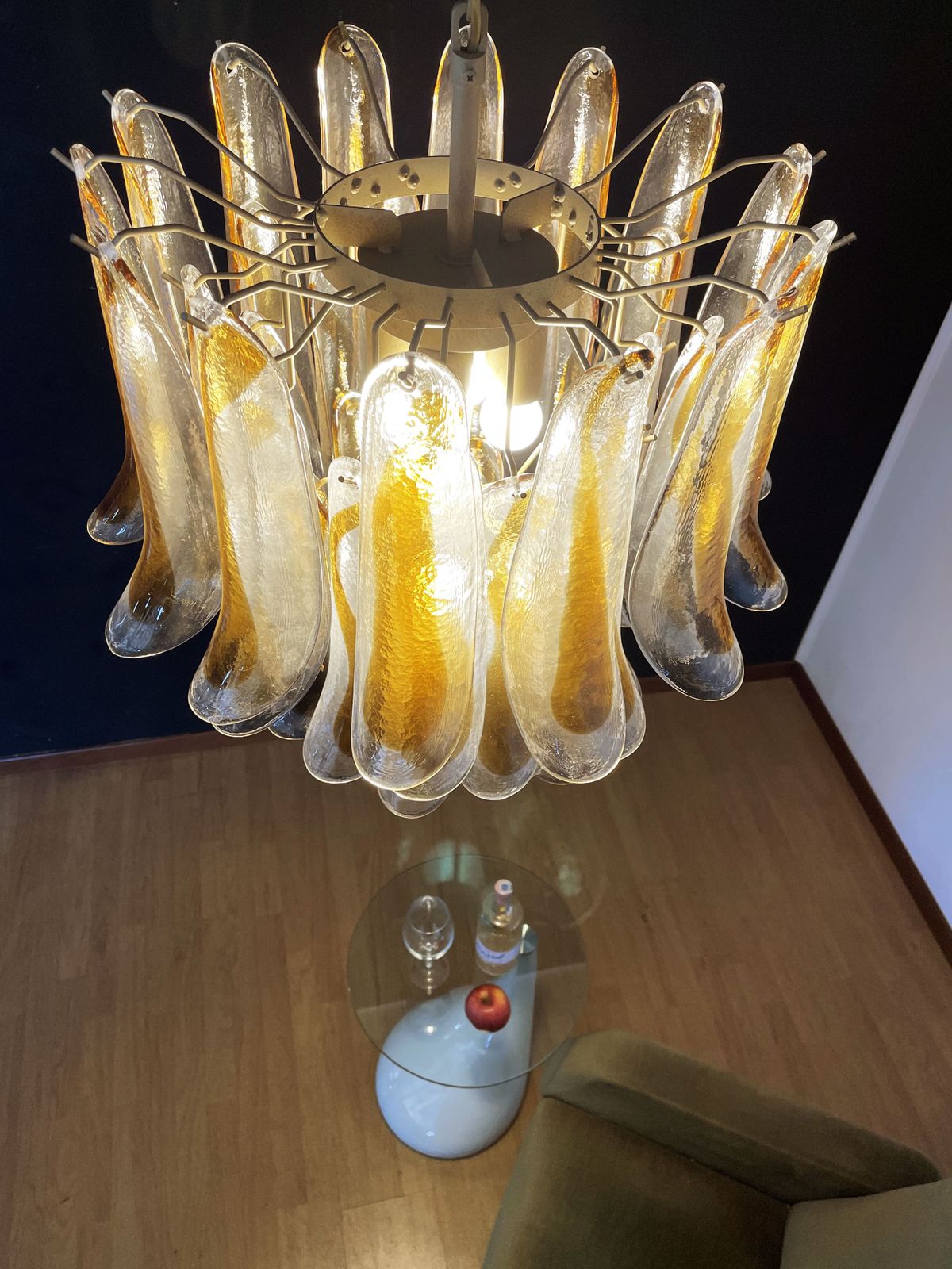Lighting Italian Vintage Murano Chandelier   41 Glass Amber Petals photo