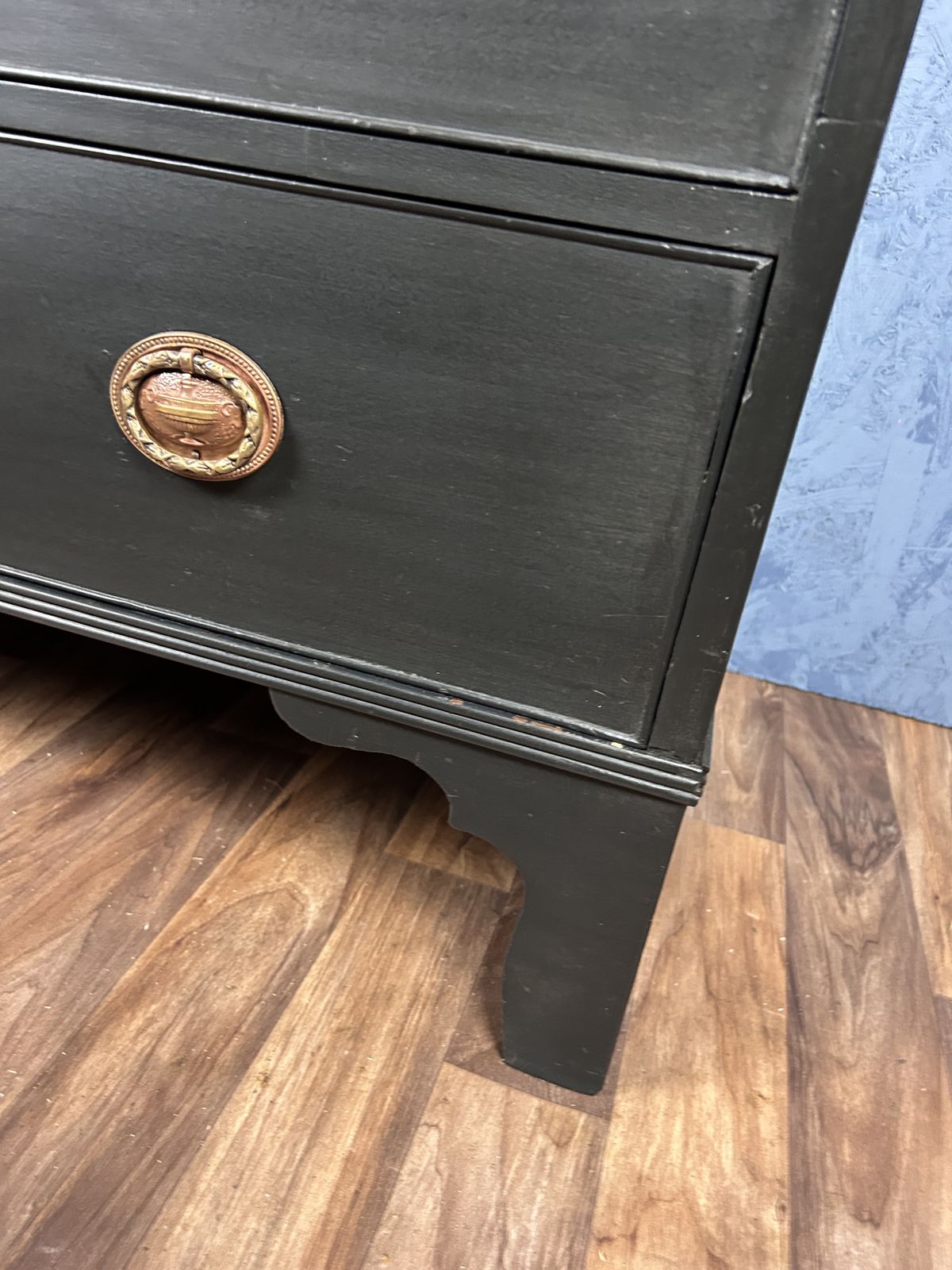 Georgian Ebonised Design Chest Of Drawers With Brass Handles photo vintage