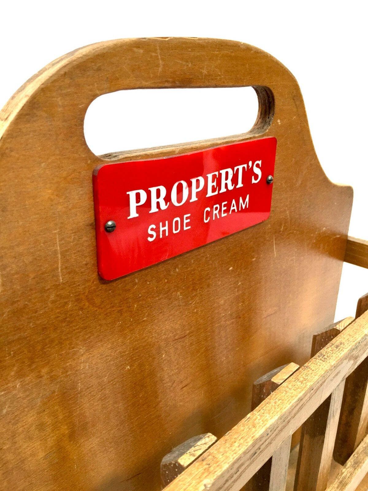 Antique Advertising Properts Shoe Cream Wood Display Stand Storage Rack C.1950 photo furniture