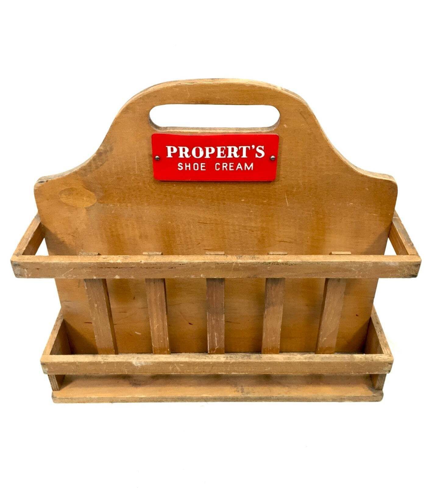 Antique Advertising Properts Shoe Cream Wood Display Stand Storage Rack C.1950 photo Furniture