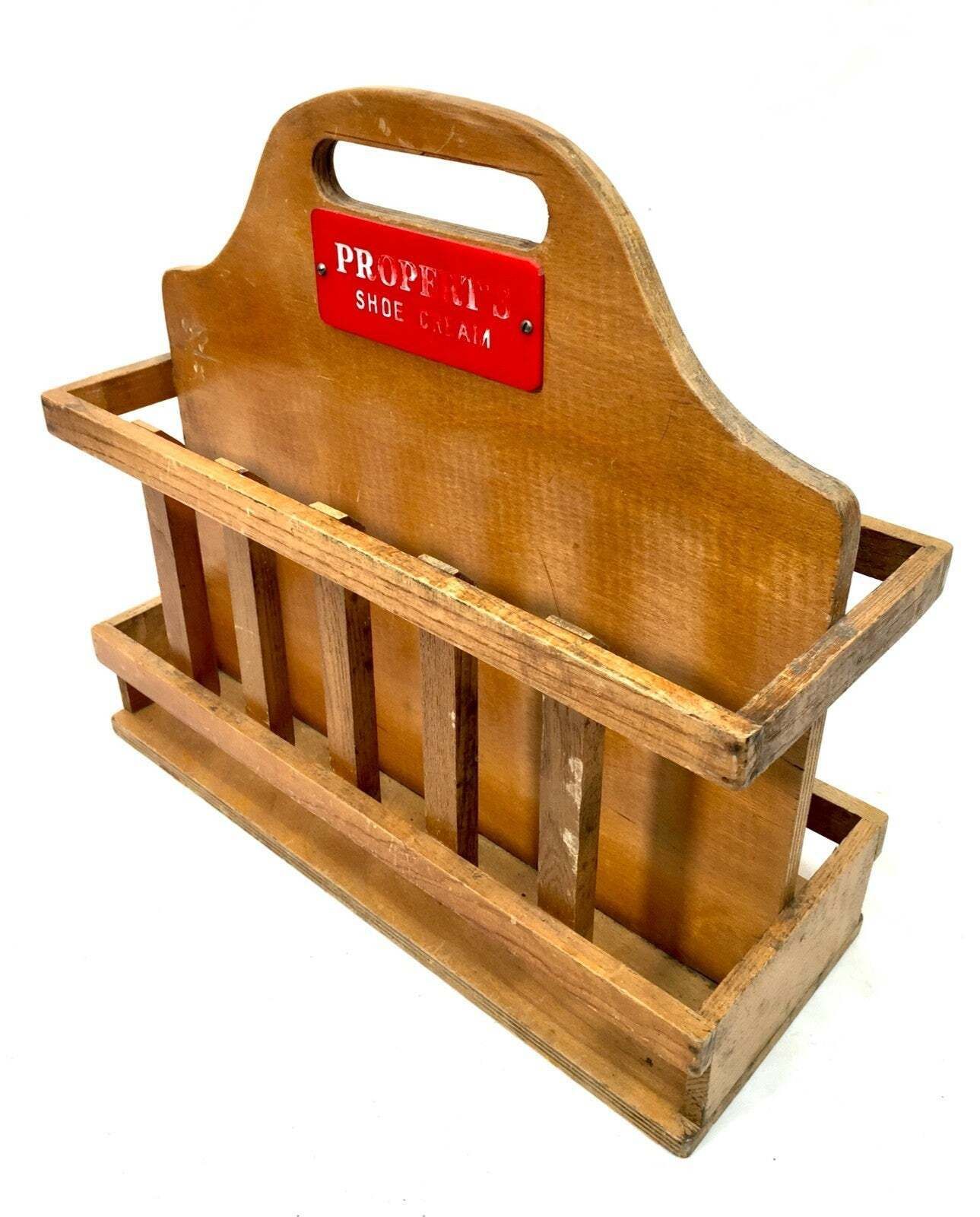 Antique Advertising Properts Shoe Cream Wood Display Stand Storage Rack C.1950 photo 65.0