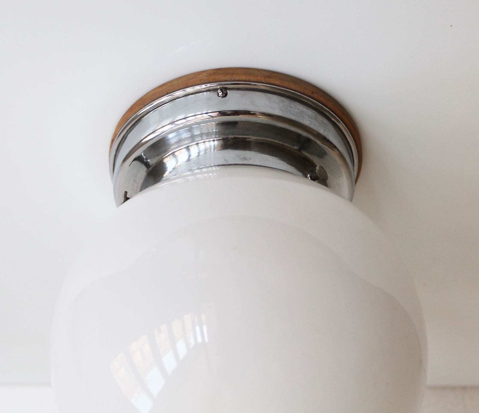 Lighting Pair Of 1930s Modernist Ceiling Or Wall Lights With Milk Glass Globes photo