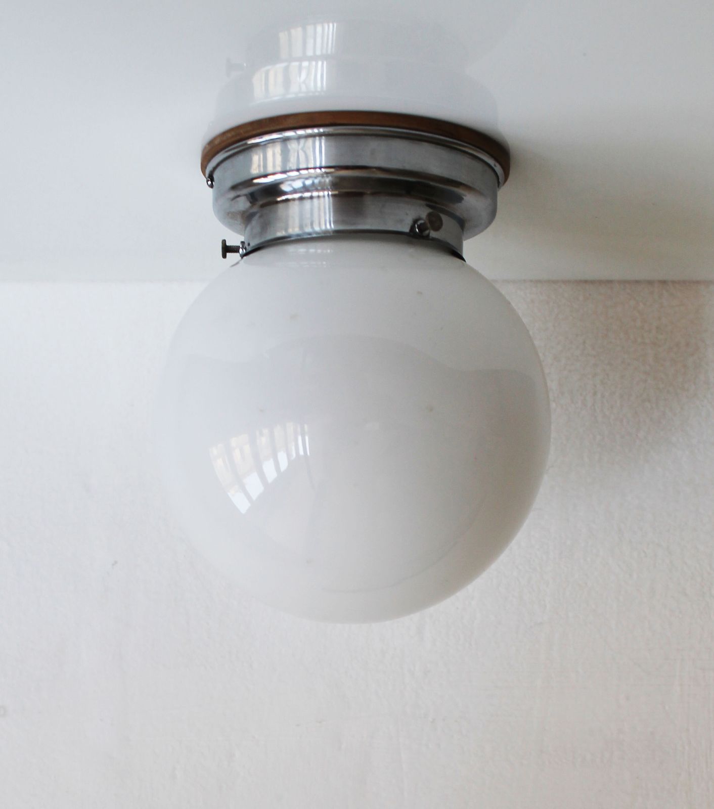 490.0 Pair Of 1930s Modernist Ceiling Or Wall Lights With Milk Glass Globes photo