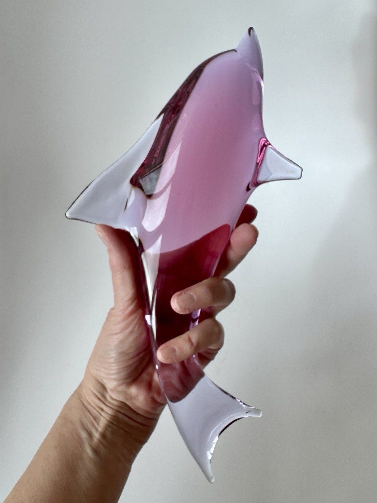 Art Glass Dolphin Sculpture By Miloslav Janku železný Brod 1960s Mid Century photo 60.0