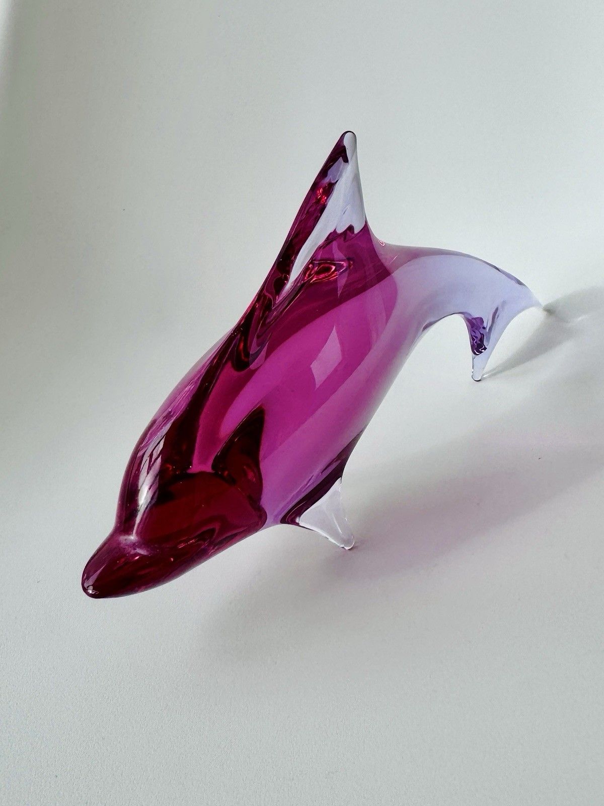 photo vinterior Art Glass Dolphin Sculpture By Miloslav Janku železný Brod 1960s Mid Century