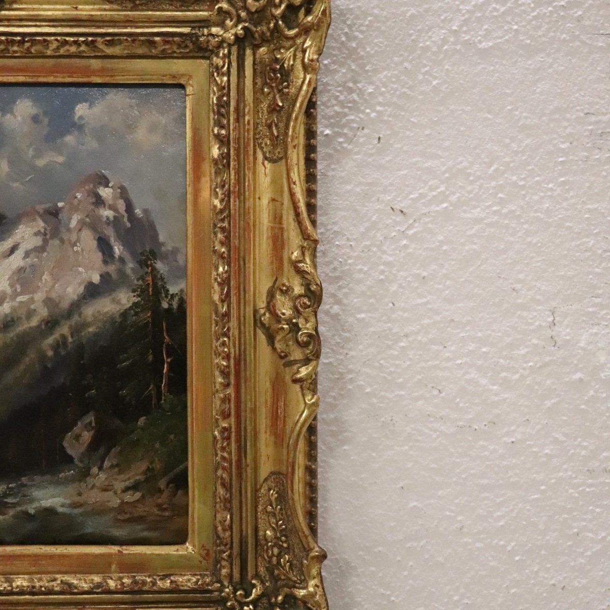 Mountain Landscape, Oil Painting On Board, 1972, Framed photo vintage