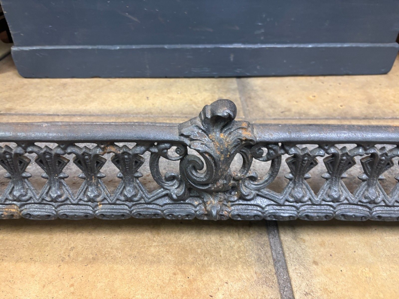 Antique Victorian Cast Iron Fireplace Fender/ Kerb photo for sale