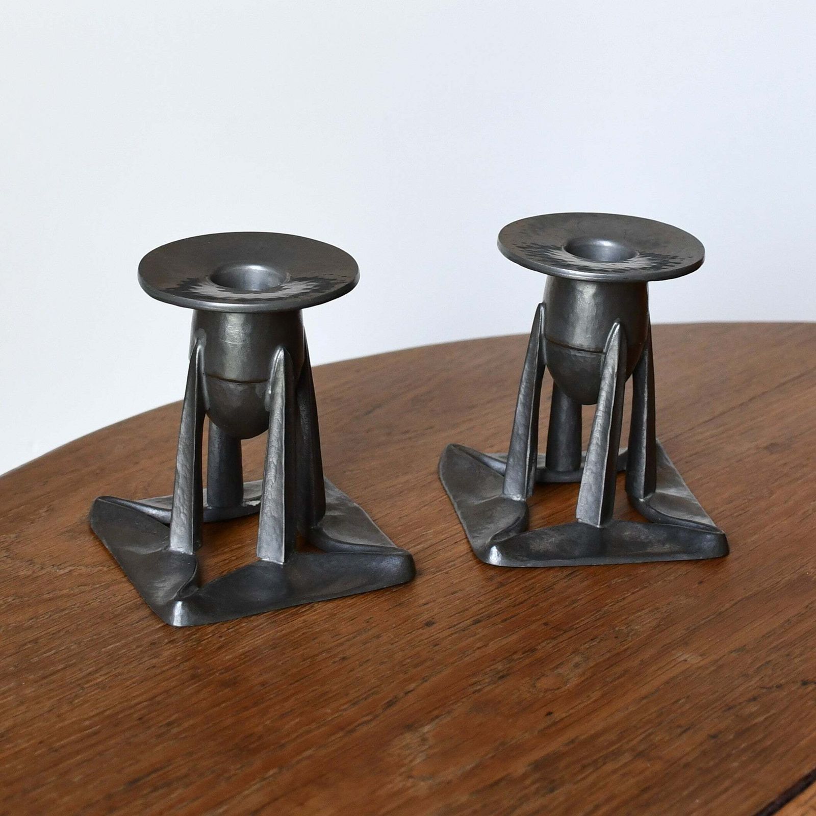 A Pair Of Archibald Knox   Tudric Candlesticks photo Home Decor