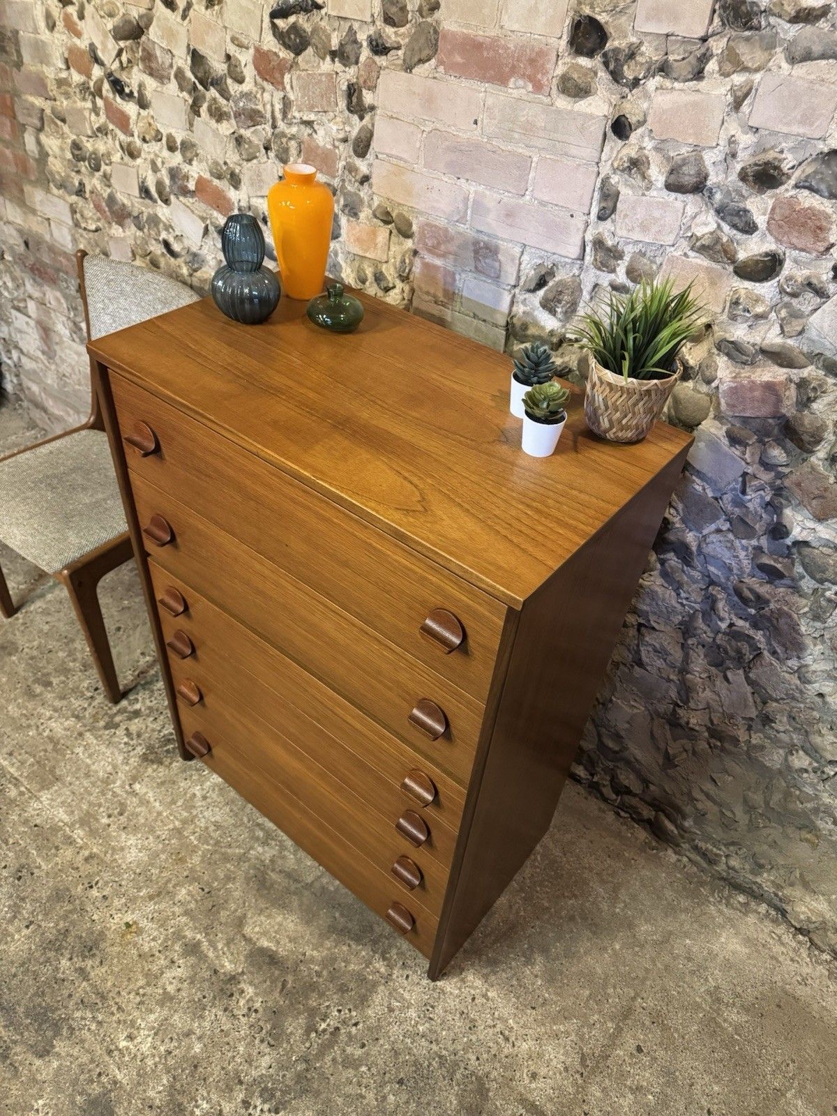 🚛 Vintage Mid Century Teak Chest Of Drawers Danish Scandinavian Design / Stag photo for sale
