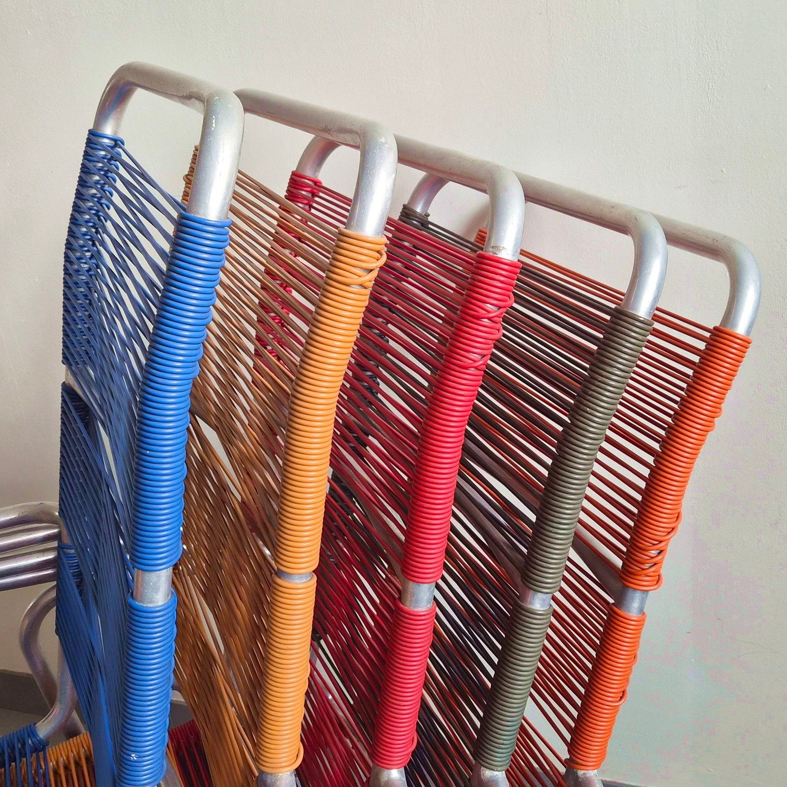 Vintage 1950s Scoubidou Aluminium & Plastic Wire 50s Suite Of 5 Armchairs photo 2070.0