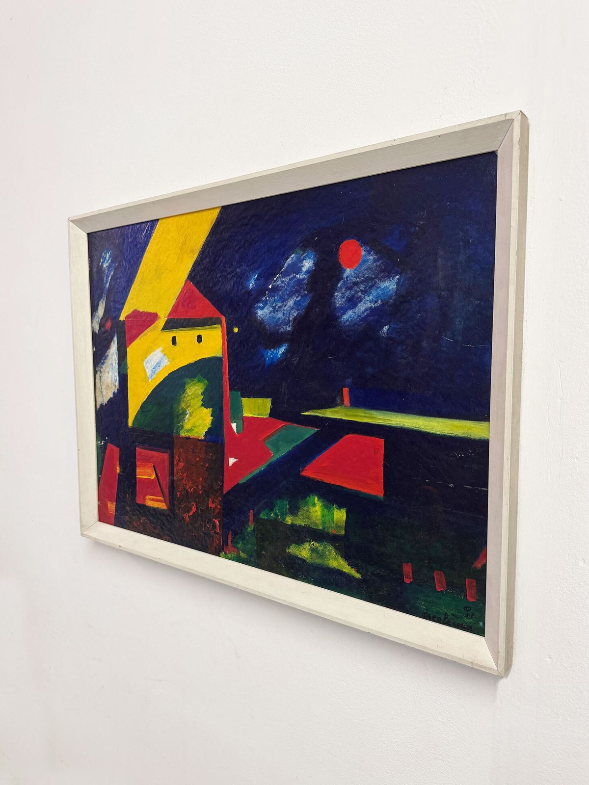 Signed French Abstract Landscape Painting – Modernist Colourful Artwork By Meule photo for sale