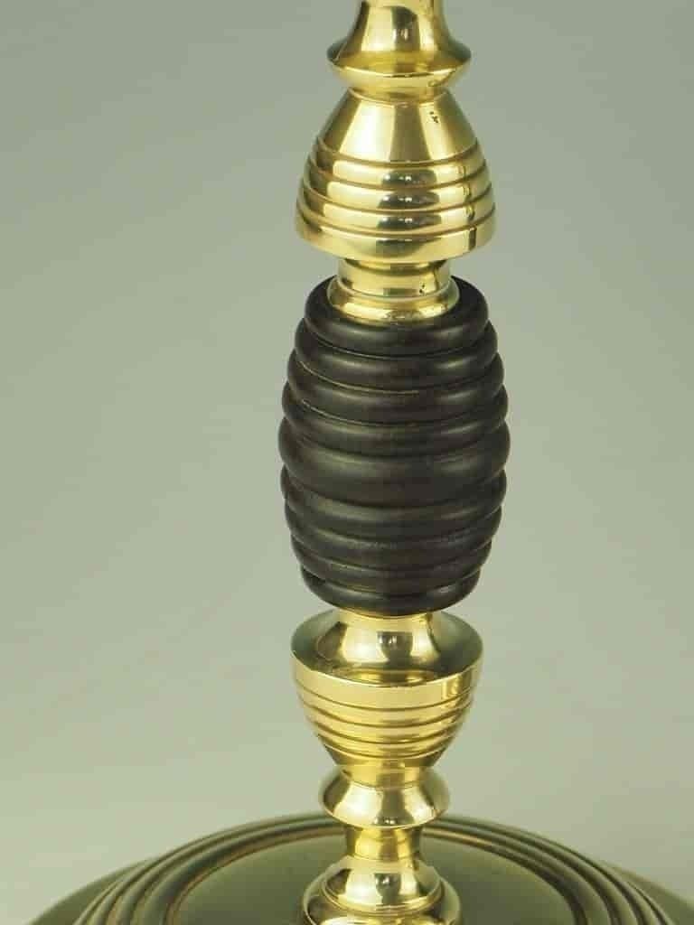 photo furniture Pair Of Regency Beehive Brass And Oak Candle Holders