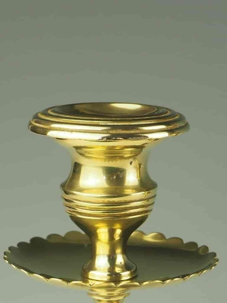 195.0 Pair Of Regency Beehive Brass And Oak Candle Holders photo