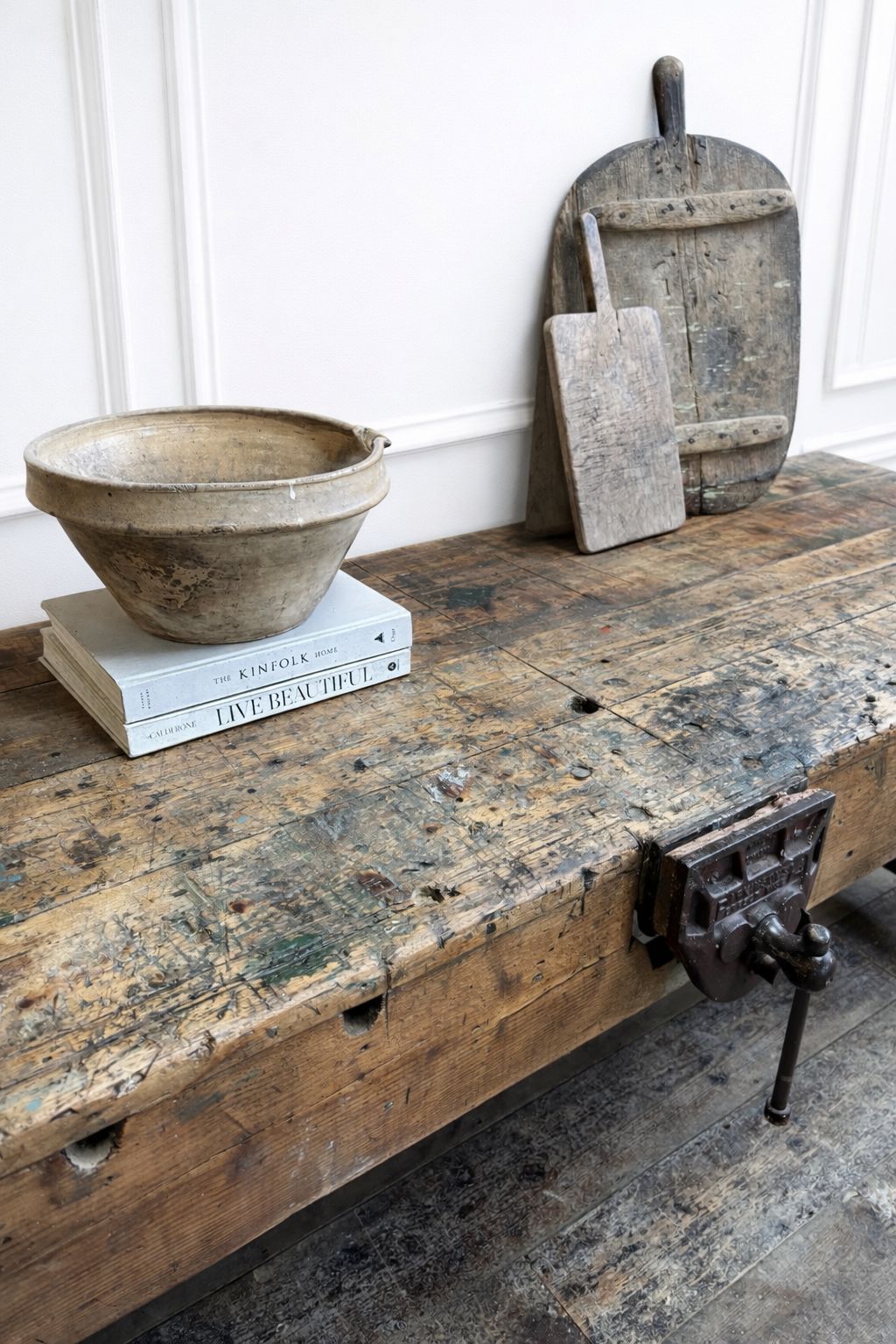 Early 1900s Antique Industrial Workbench Table photo for sale
