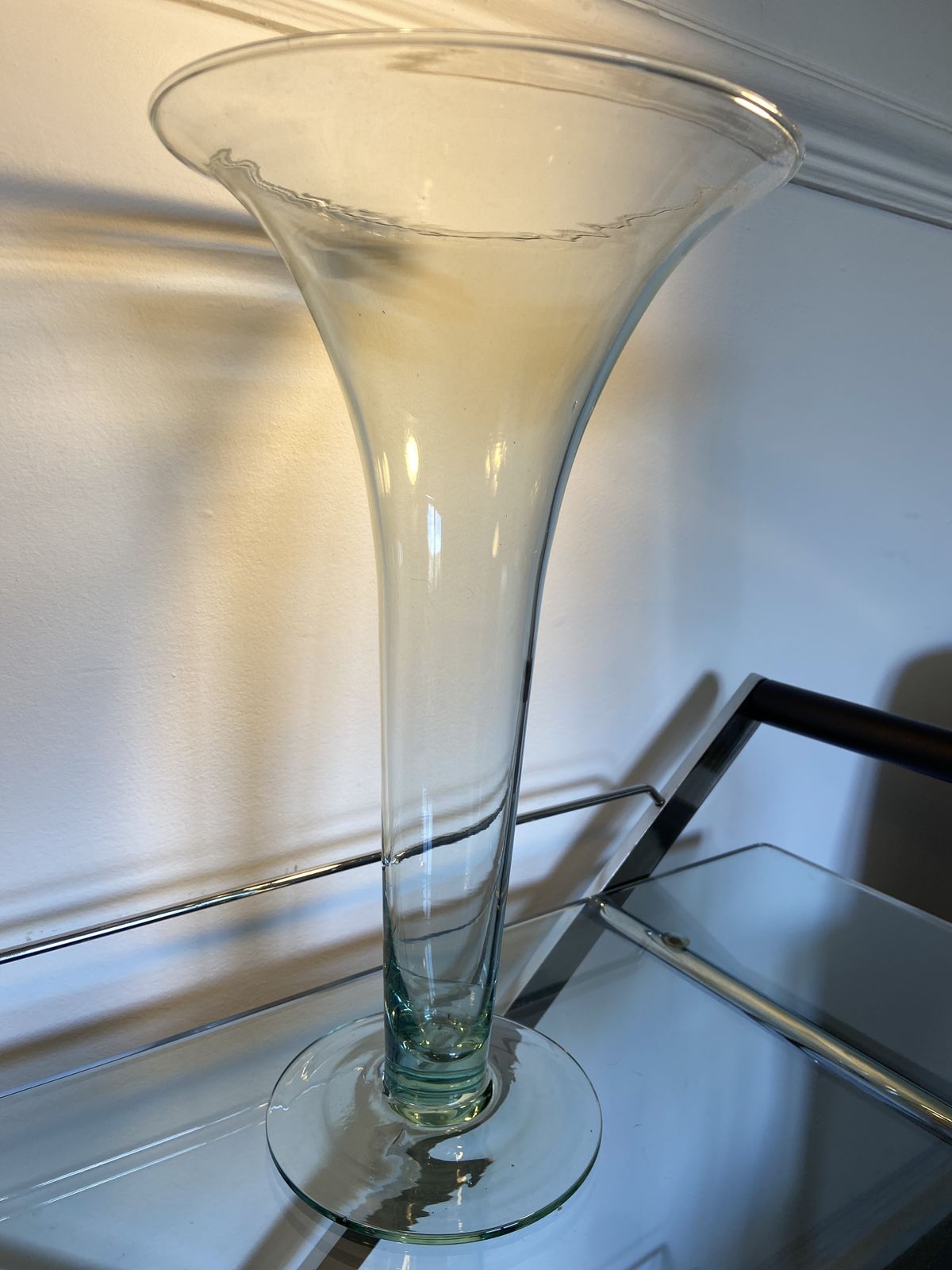 Vintage Midcentury 37cm Tall Hand Blown Horn Vase photo furniture