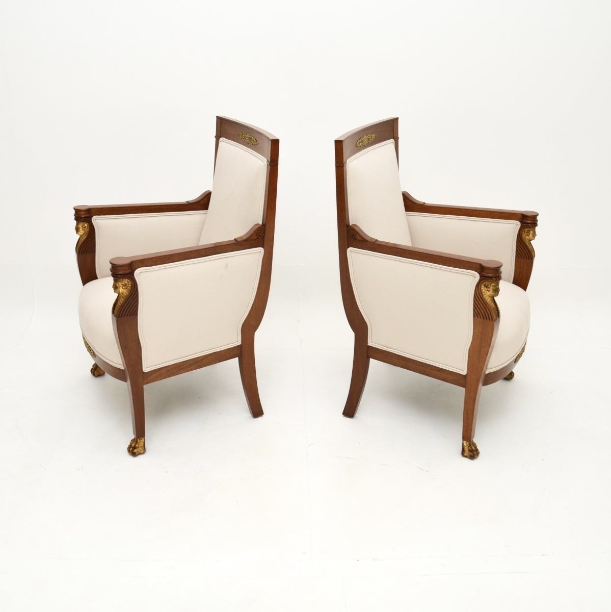 Pair Of Antique Swedish Neoclassical Mahogany Armchairs photo for sale
