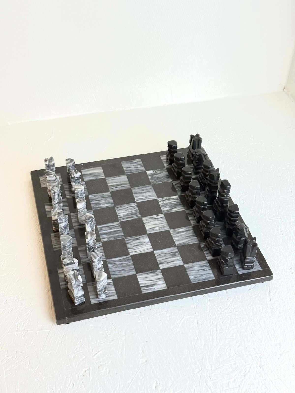 Vintage Marble Chessboard In Black And White
