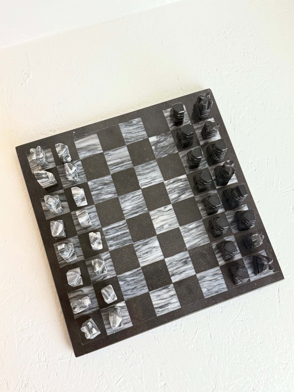 Vintage Marble Chessboard In Black And White photo furniture