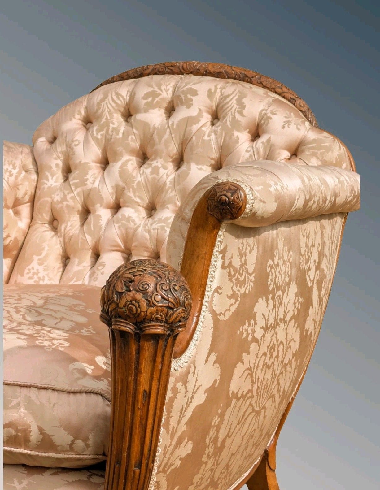 Superb French Walnut Armchair  Silk Upholstered photo Furniture