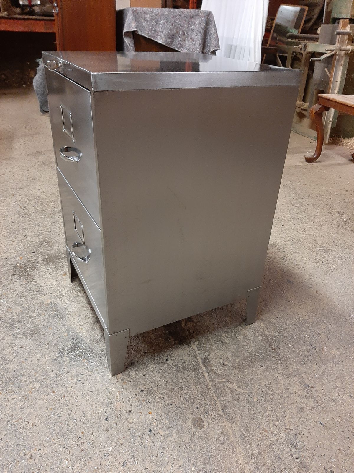 Industrial Steel Filing Cabinet Stripped And Polished Nice Piece photo for sale